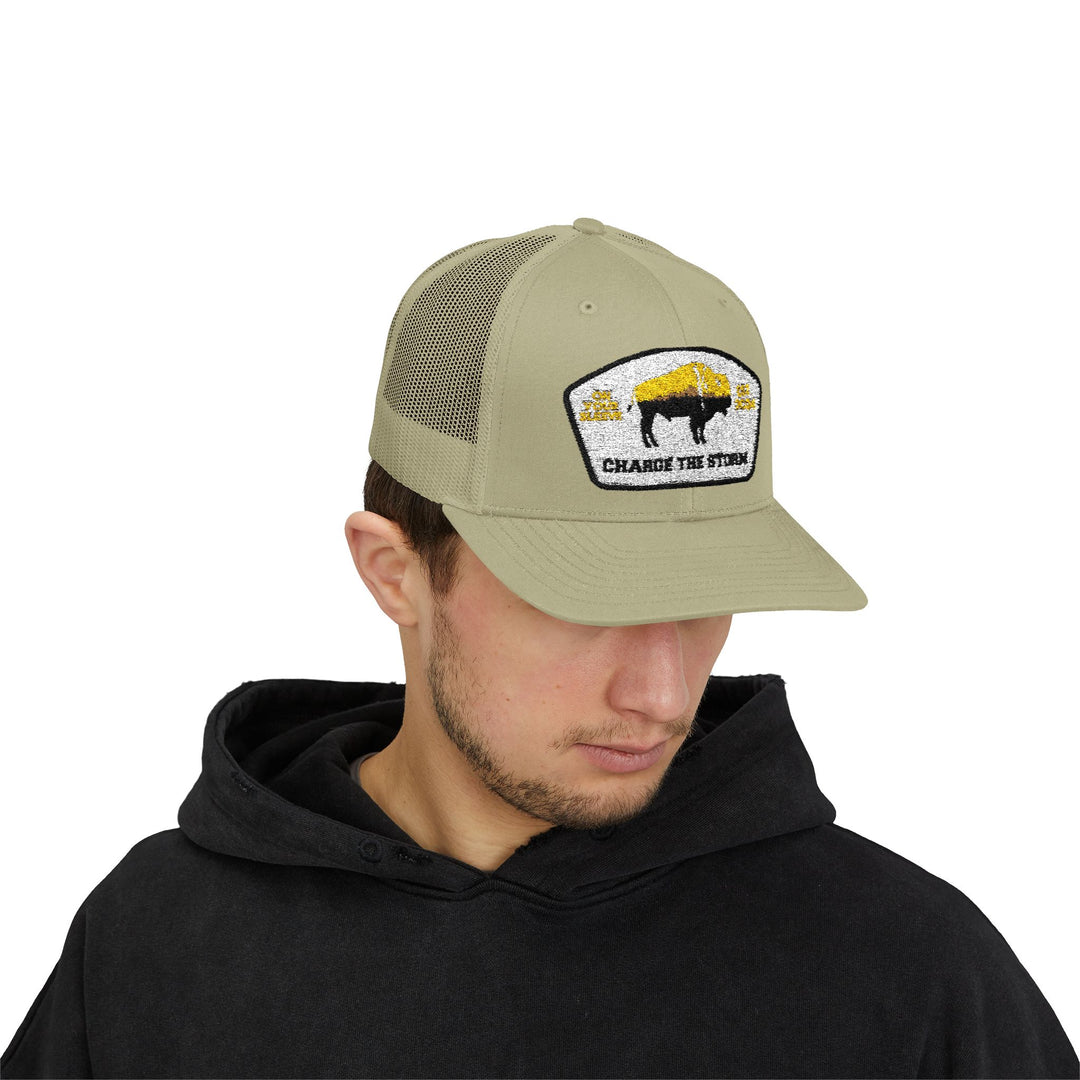 Charge The Storm - Face Your Fears Snapback Trucker Cap | Outdoor Adventure Hat, Gift for Nature Lovers, Casual Style, Everyday Wear, Camping Accessory