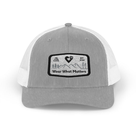Wear What Matters- On Your Sleeve Mental Health Awareness Snapback Trucker Cap | Outdoor Adventure Hat, Gift for Nature Lovers, Casual Style, Everyday Wear, Camping Accessory