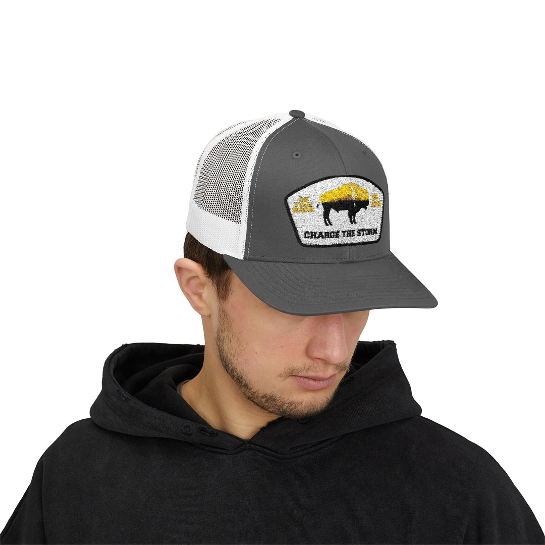 Charge The Storm - Face Your Fears Snapback Trucker Cap | Outdoor Adventure Hat, Gift for Nature Lovers, Casual Style, Everyday Wear, Camping Accessory