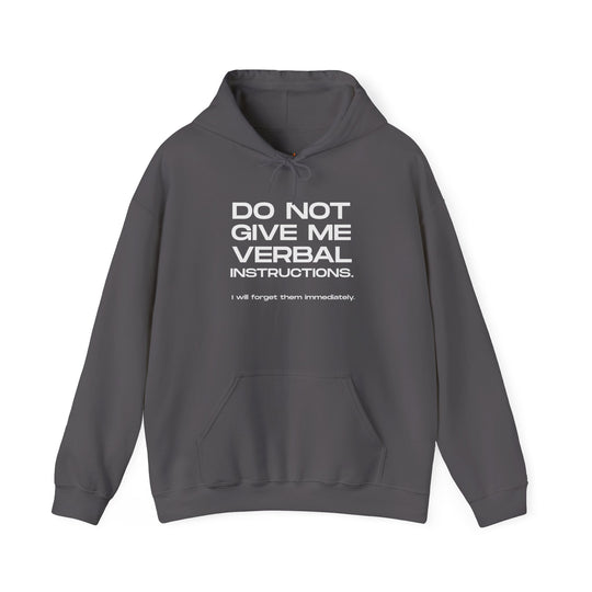 Funny ADHD Hoodie, Do Not Give Me Verbal Instructions Sweatshirt