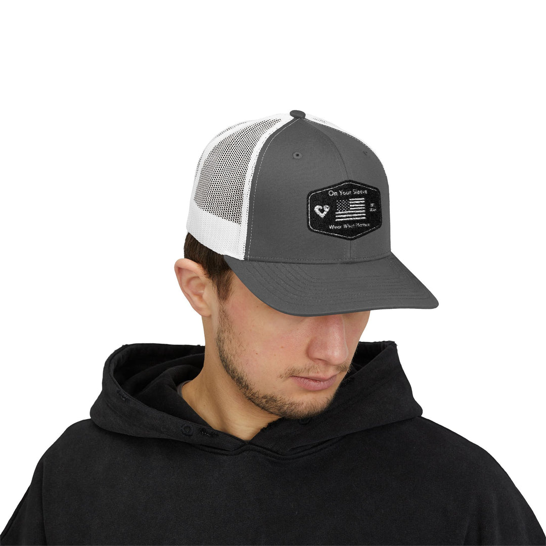 Black Flag - Wear What Matters Snapback Trucker Cap | Outdoor Adventure Hat, Gift for Nature Lovers, Casual Style, Everyday Wear, Camping Accessory