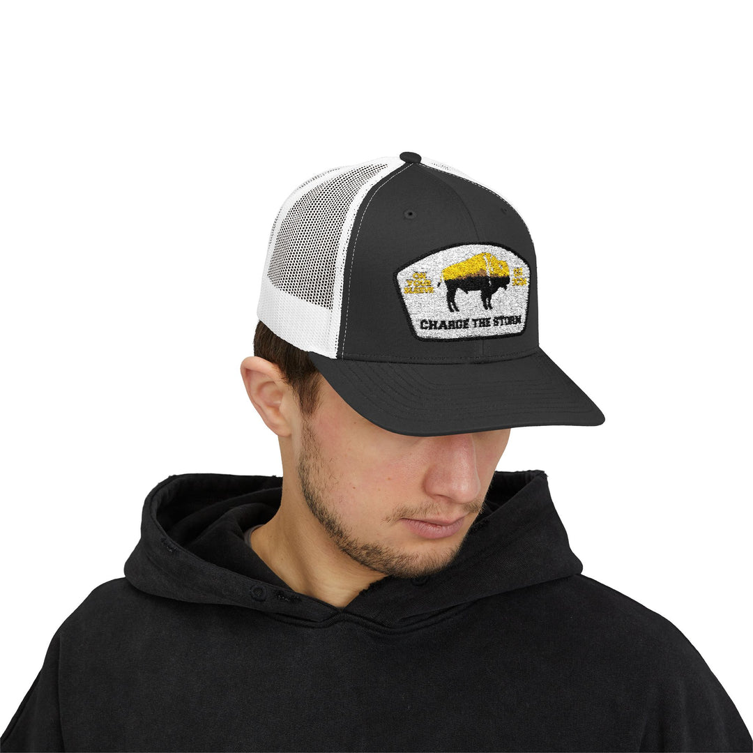 Charge The Storm - Face Your Fears Snapback Trucker Cap | Outdoor Adventure Hat, Gift for Nature Lovers, Casual Style, Everyday Wear, Camping Accessory