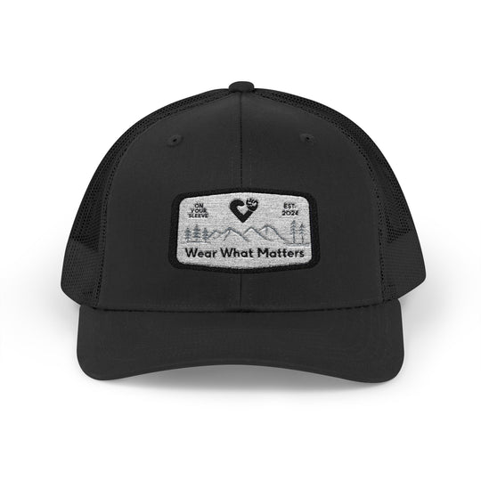 Wear What Matters- On Your Sleeve Mental Health Awareness Snapback Trucker Cap | Outdoor Adventure Hat, Gift for Nature Lovers, Casual Style, Everyday Wear, Camping Accessory