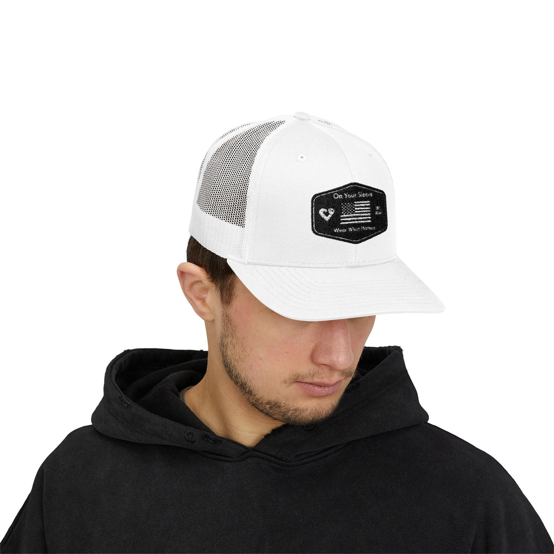 Black Flag - Wear What Matters Snapback Trucker Cap | Outdoor Adventure Hat, Gift for Nature Lovers, Casual Style, Everyday Wear, Camping Accessory