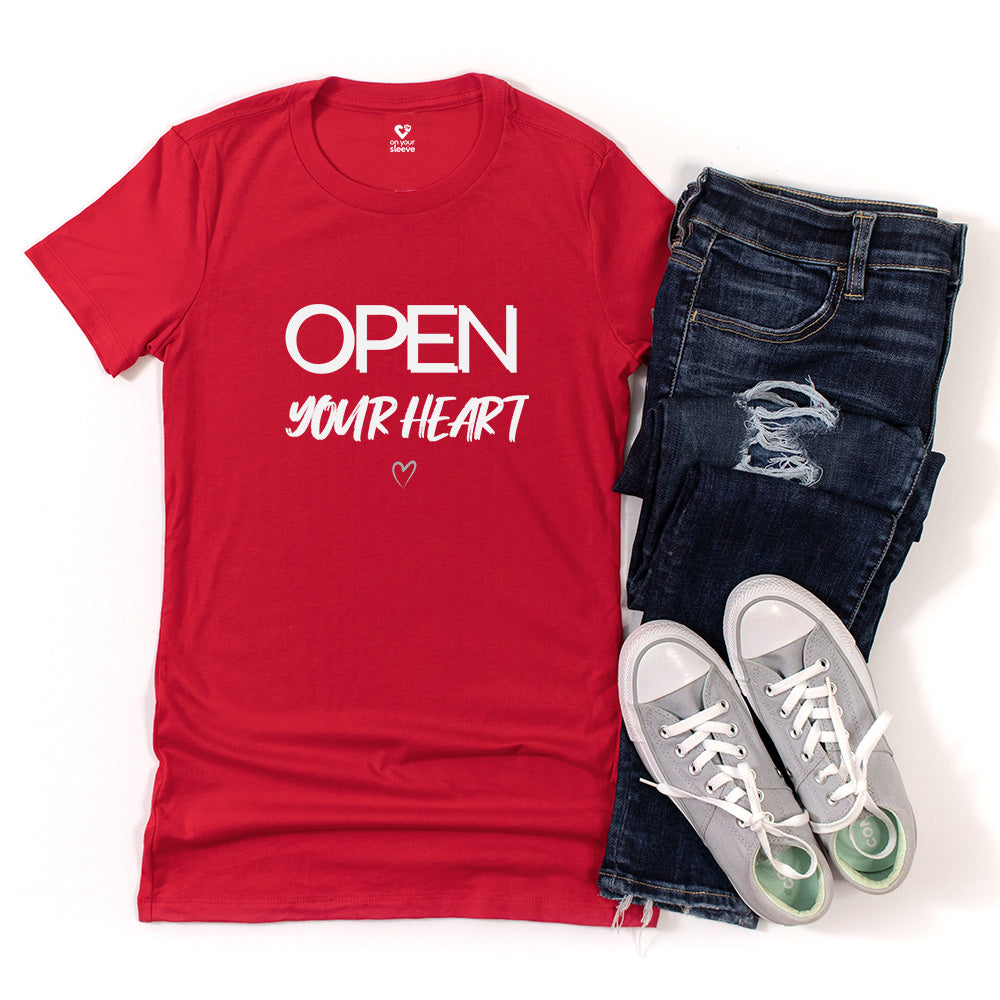 Open Your Heart Women’s Tee, Inspirational Mental Health Awareness Shirt