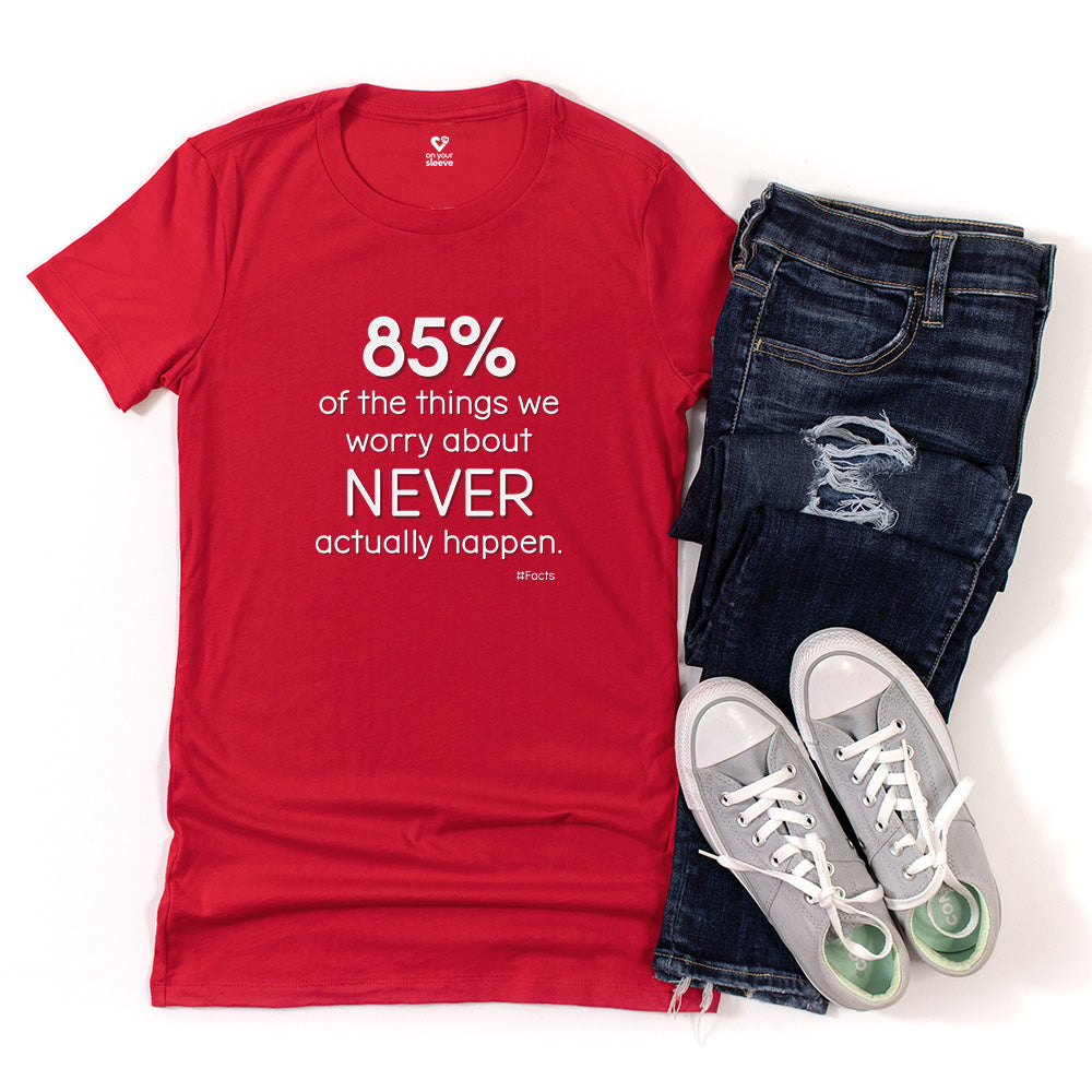 85% of the things we worry about never happen. - Empowerment T-Shirt for Women