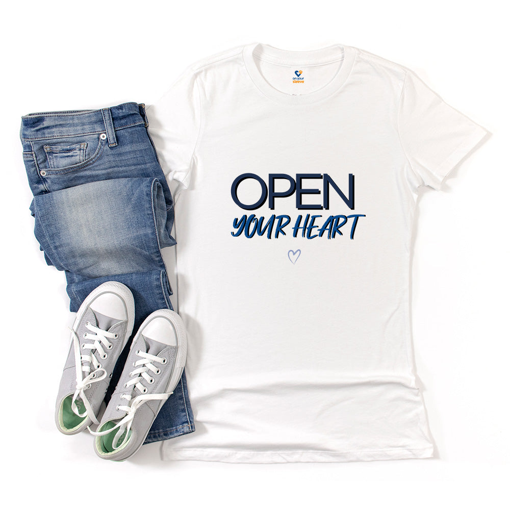 Open Your Heart Women’s Tee, Inspirational Mental Health Awareness Shirt