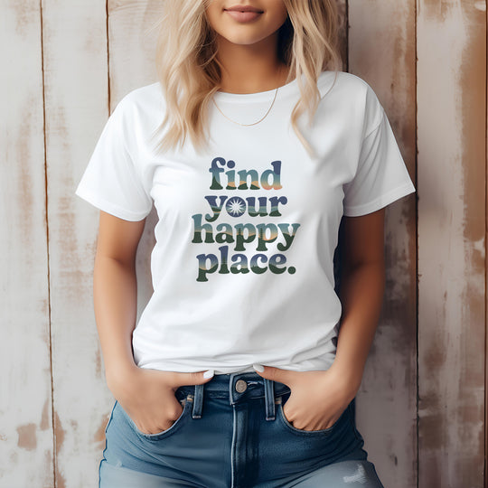 Find Your Happy Place Tee, Mental Health Support Charity Shirt, Positive Vibes Graphic Tee, Wellness Advocacy T-Shirt