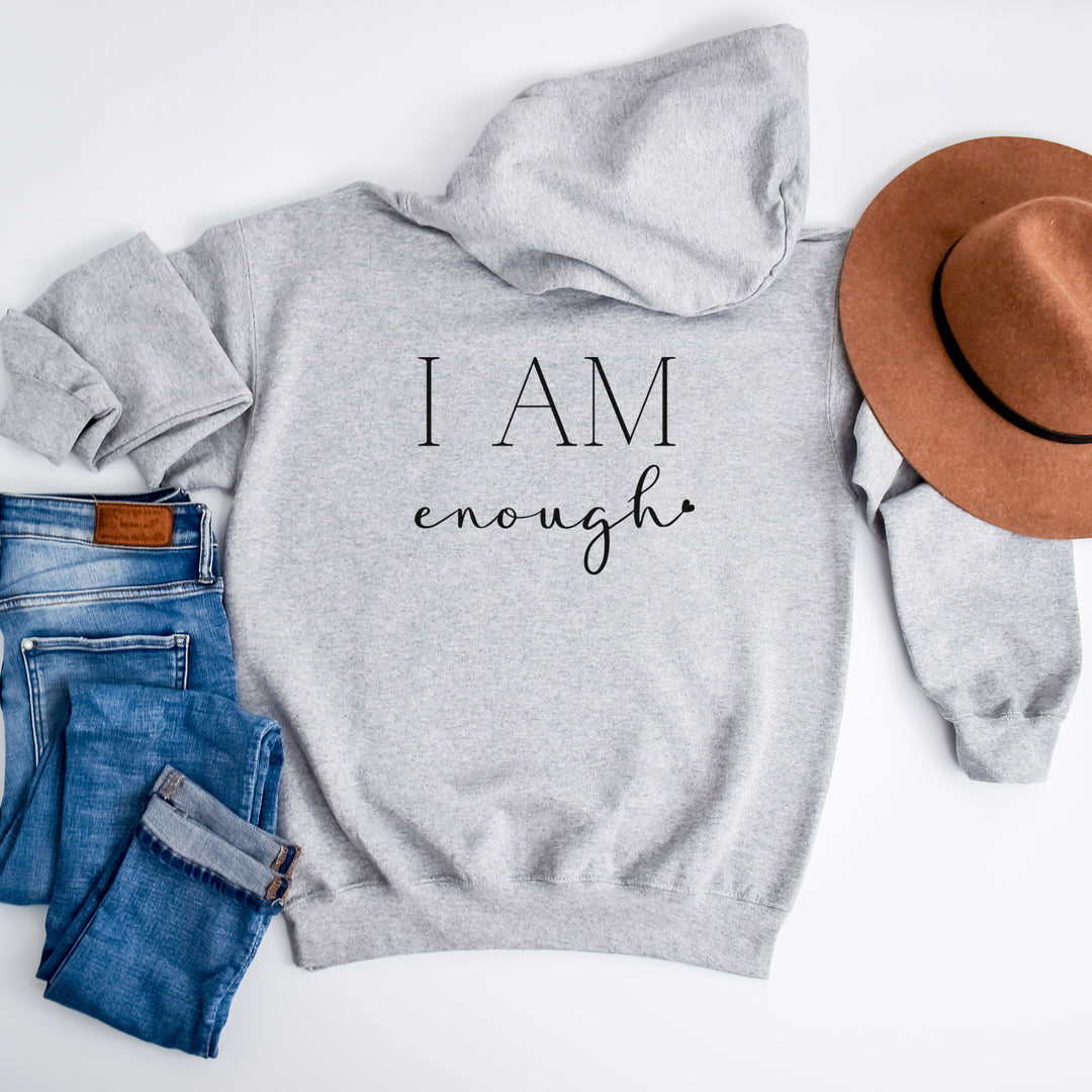 I am Enough Empowerment Hoodie Jacket and Self-Love Graphic Outerwear